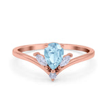 Pear Teardrop Natural Stone Chevron Ring