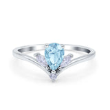 Pear Teardrop Natural Stone Chevron Ring
