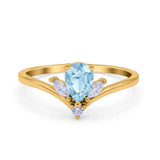 Pear Teardrop Natural Stone Chevron Ring