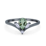 Pear Teardrop Natural Stone Chevron Ring