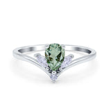 Pear Teardrop Natural Stone Chevron Ring