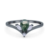Pear Teardrop Natural Stone Chevron Ring