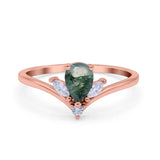 Pear Teardrop Natural Stone Chevron Ring