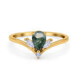 Pear Teardrop Natural Stone Chevron Ring