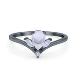 Pear Teardrop Natural Stone Chevron Ring