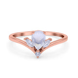 Pear Teardrop Natural Stone Chevron Ring
