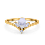 Pear Teardrop Natural Stone Chevron Ring
