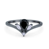 Pear Teardrop Natural Stone Chevron Ring