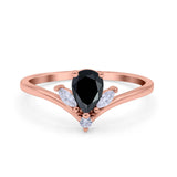 Pear Teardrop Natural Stone Chevron Ring