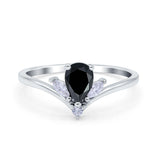 Pear Teardrop Natural Stone Chevron Ring