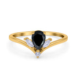 Pear Teardrop Natural Stone Chevron Ring