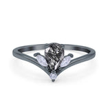 Pear Teardrop Natural Stone Chevron Ring
