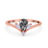 Pear Teardrop Natural Stone Chevron Ring