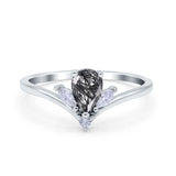 Pear Teardrop Natural Stone Chevron Ring