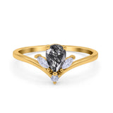 Pear Teardrop Natural Stone Chevron Ring