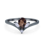 Pear Teardrop Natural Stone Chevron Ring