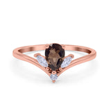 Pear Teardrop Natural Stone Chevron Ring