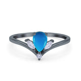 Pear Teardrop Natural Stone Chevron Ring
