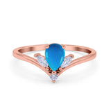Pear Teardrop Natural Stone Chevron Ring