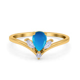 Pear Teardrop Natural Stone Chevron Ring