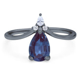 Pear Teardrop Natural Stone Chevron Ring