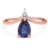 Pear Teardrop Natural Stone Chevron Ring