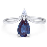 Pear Teardrop Natural Stone Chevron Ring