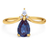 Pear Teardrop Natural Stone Chevron Ring