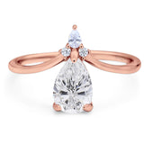 Pear Teardrop Natural Stone Chevron Ring