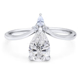Art Deco Pear Teardrop Moissanite Chevron Ring 925 Sterling Silver