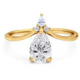 Pear Teardrop Natural Stone Chevron Ring