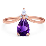 Pear Teardrop Natural Stone Chevron Ring