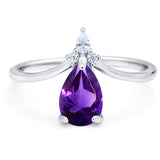 Pear Teardrop Natural Stone Chevron Ring