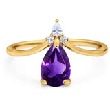 Pear Teardrop Natural Stone Chevron Ring