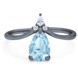 Pear Teardrop Natural Stone Chevron Ring