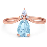 Pear Teardrop Natural Stone Chevron Ring