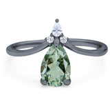 Pear Teardrop Natural Stone Chevron Ring