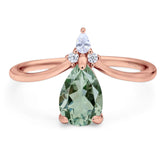 Pear Teardrop Natural Stone Chevron Ring