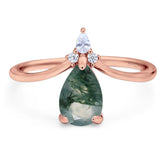 Pear Teardrop Natural Stone Chevron Ring