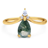 Pear Teardrop Natural Stone Chevron Ring