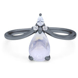 Pear Teardrop Natural Stone Chevron Ring
