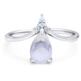 Pear Teardrop Natural Stone Chevron Ring