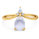 Pear Teardrop Natural Stone Chevron Ring