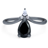 Pear Teardrop Natural Stone Chevron Ring