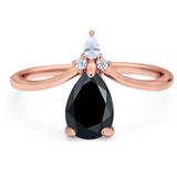 Pear Teardrop Natural Stone Chevron Ring