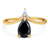 Pear Teardrop Natural Stone Chevron Ring