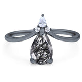Pear Teardrop Natural Stone Chevron Ring