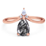 Pear Teardrop Natural Stone Chevron Ring