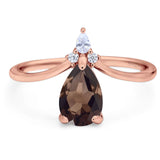 Pear Teardrop Natural Stone Chevron Ring