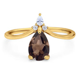 Pear Teardrop Natural Stone Chevron Ring